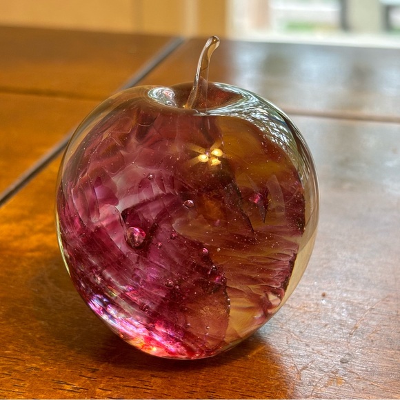 VTG Kerry Glass Purple Plum Apple Ireland Paperweight Swirl NOS - Picture 4 of 14